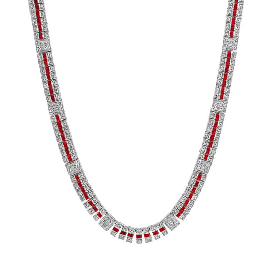 Deep Red Cubic Zirconia Stripe Necklace