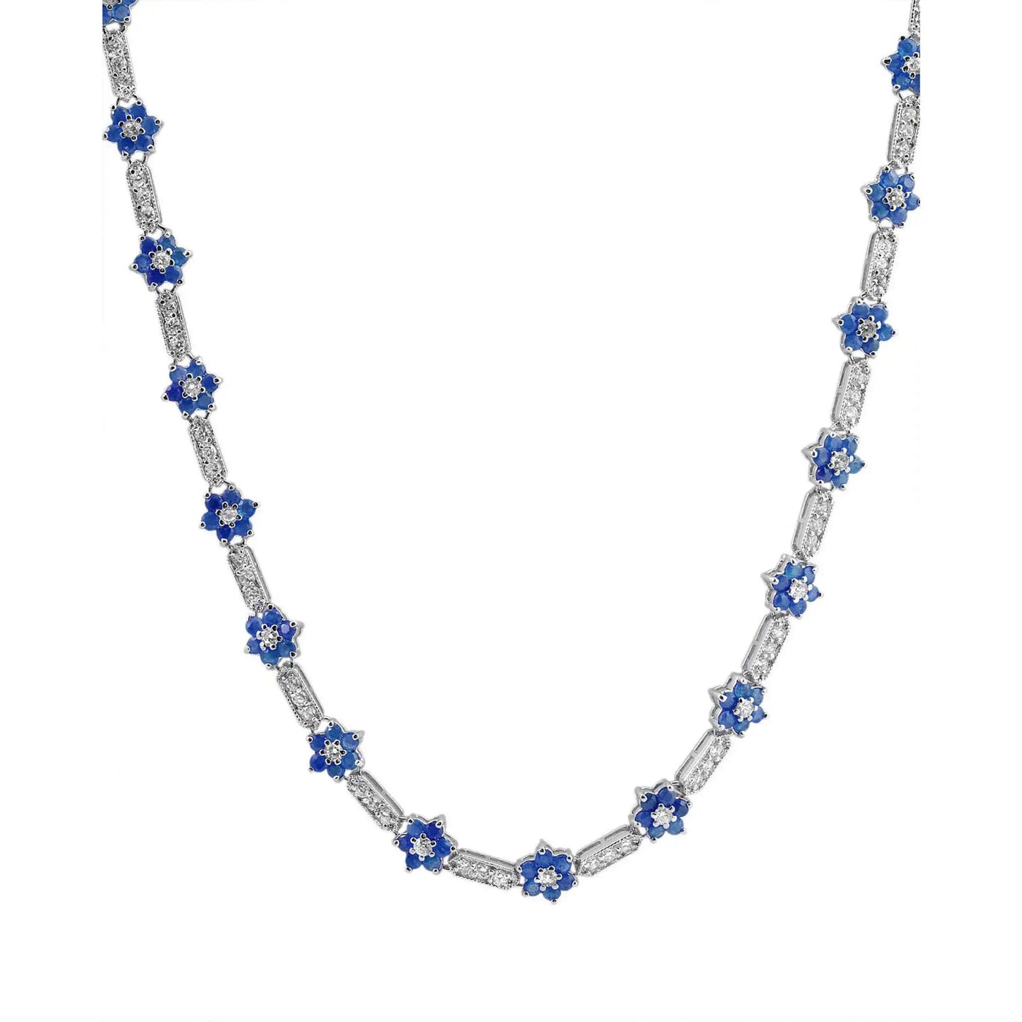 Flower-Shaped Sapphire Cubic Zirconia Necklace - Collette Z