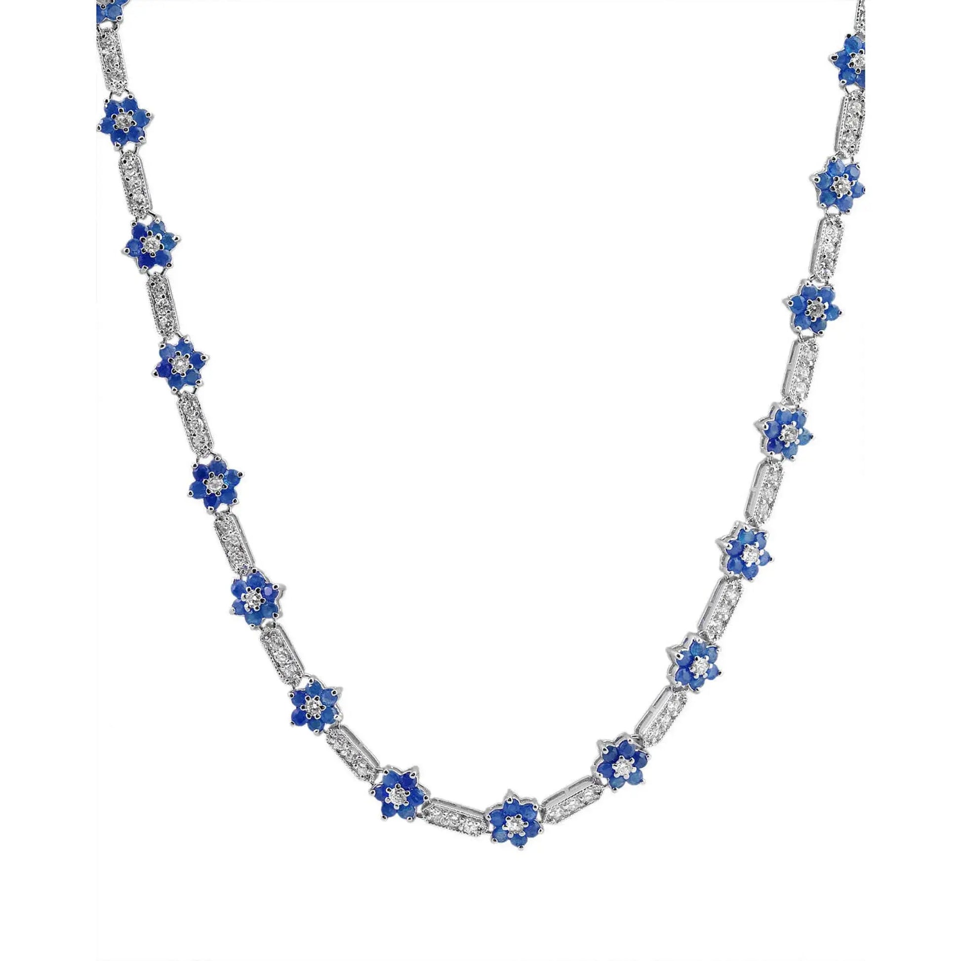 Flower-Shaped Sapphire Cubic Zirconia Necklace - Collette Z