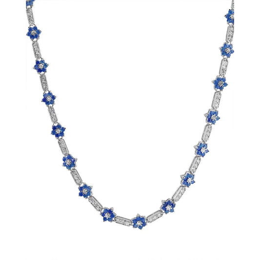 Flower-Shaped Sapphire Cubic Zirconia Necklace - Collette Z