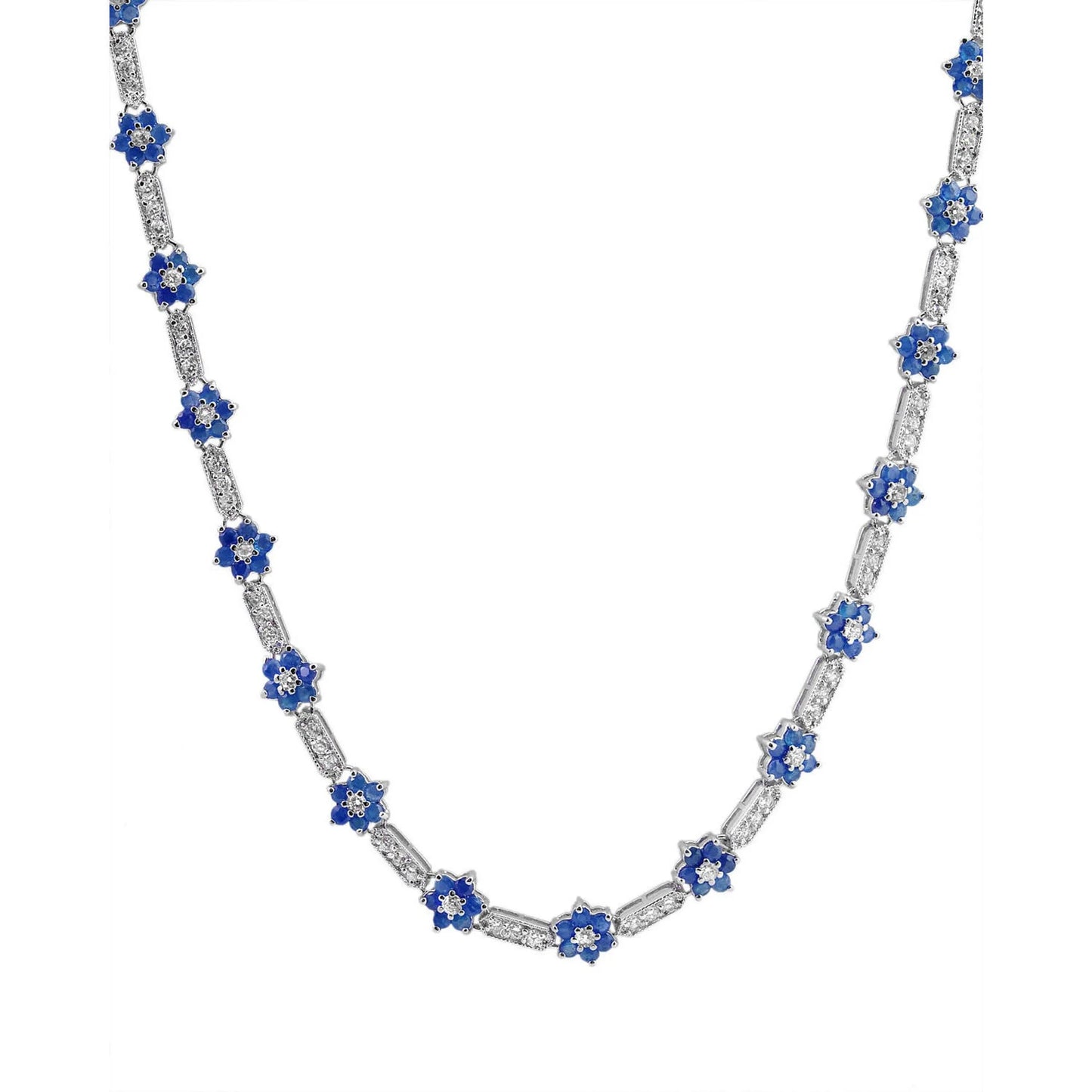 Flower-Shaped Sapphire Cubic Zirconia Necklace - put a shine in your wardrobe
