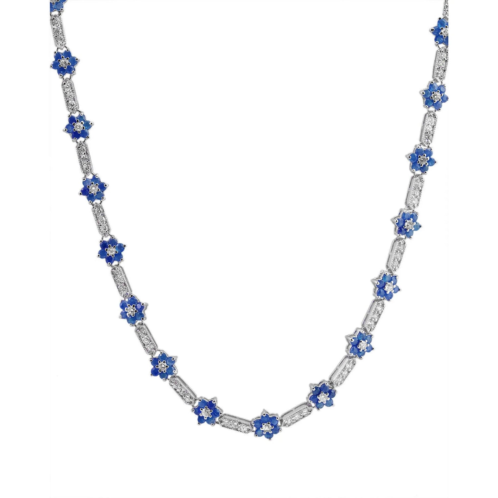 Flower-Shaped Sapphire Cubic Zirconia Necklace - Collette Z