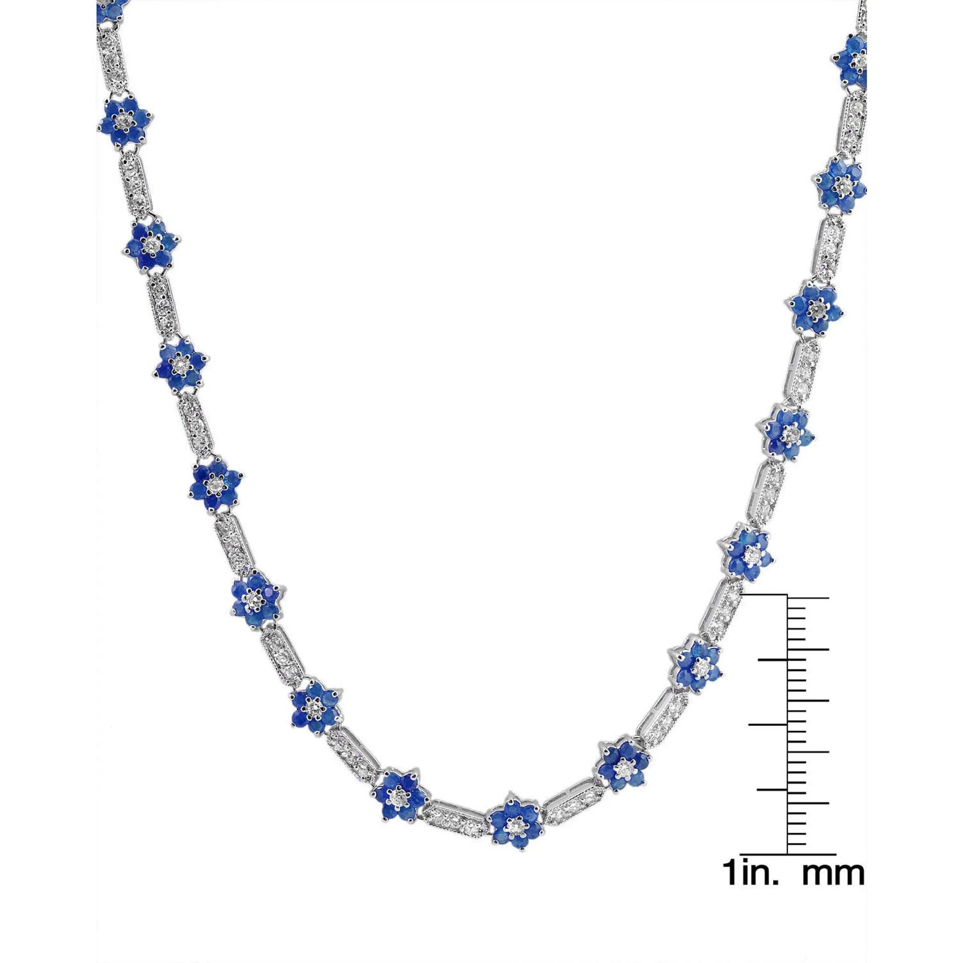 Flower-Shaped Sapphire Cubic Zirconia Necklace dimensions