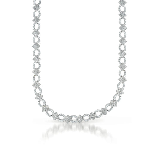 Collette Z Sterling Silver Cubic Zirconia Chain Link Necklace