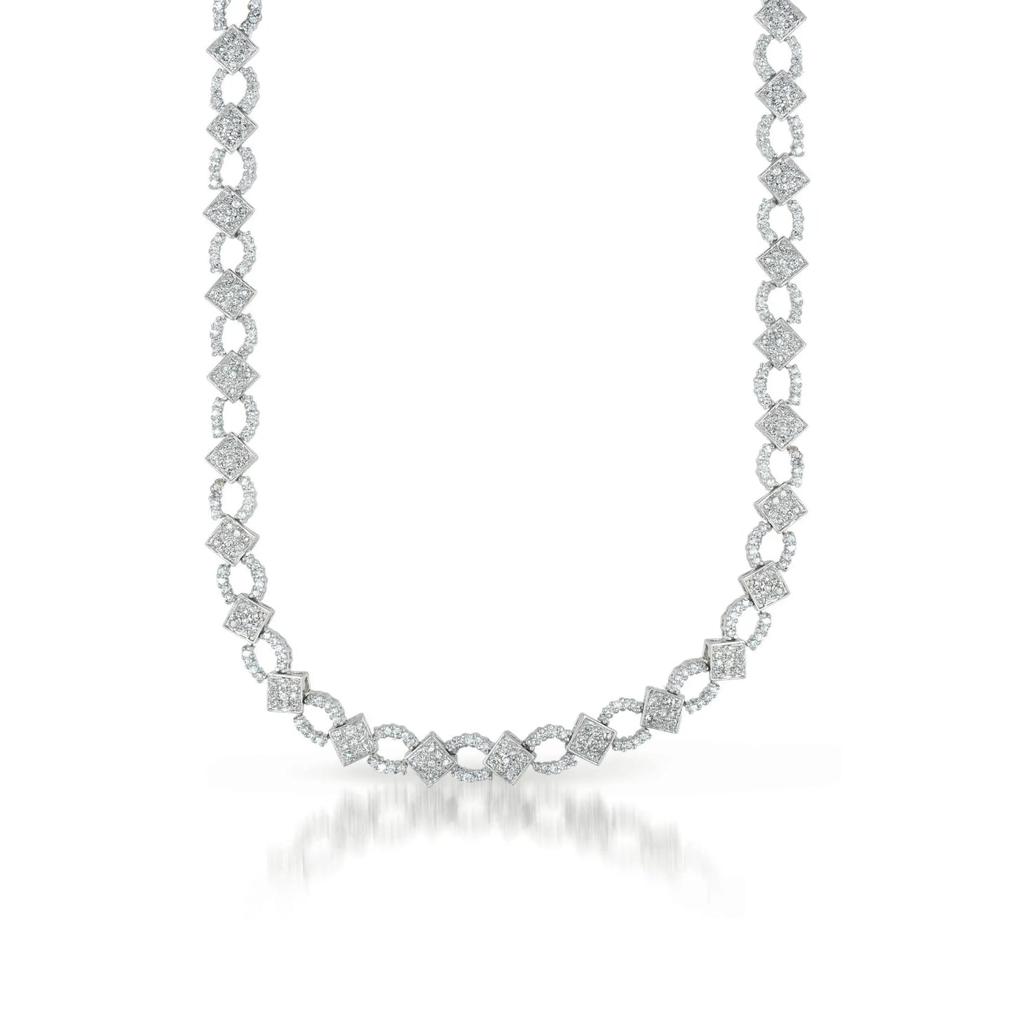 Collette Z Sterling Silver Cubic Zirconia Chain Link Necklace - lovely and stunning necklace