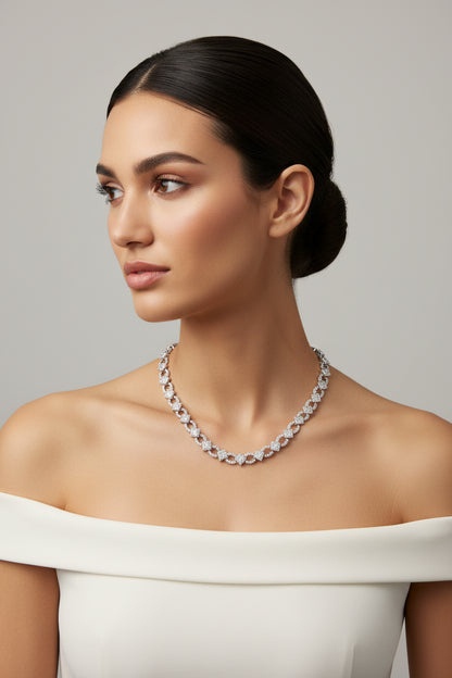Collette Z Sterling Silver Cubic Zirconia Chain Link Necklace