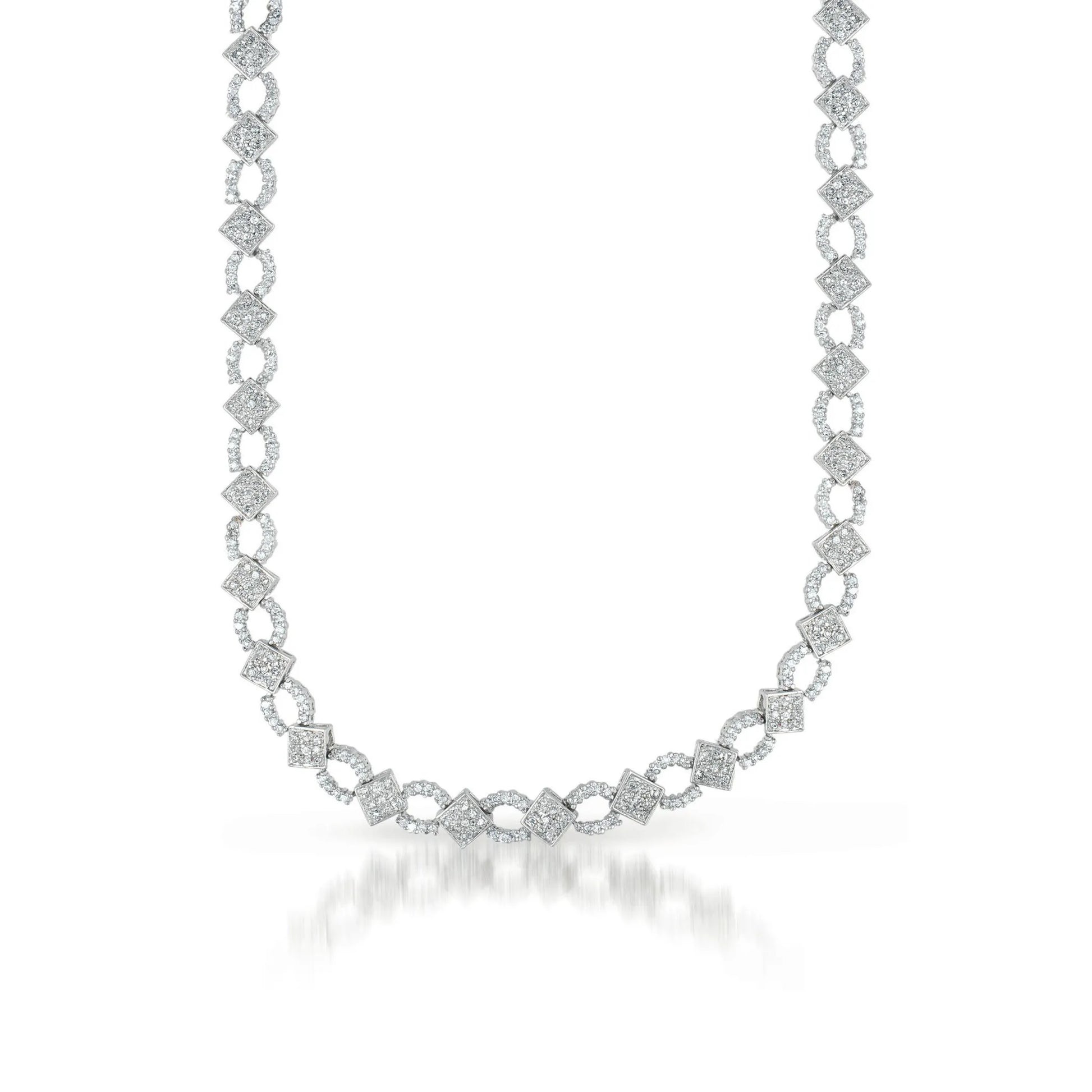 Collette Z Sterling Silver Cubic Zirconia Chain Link Necklace