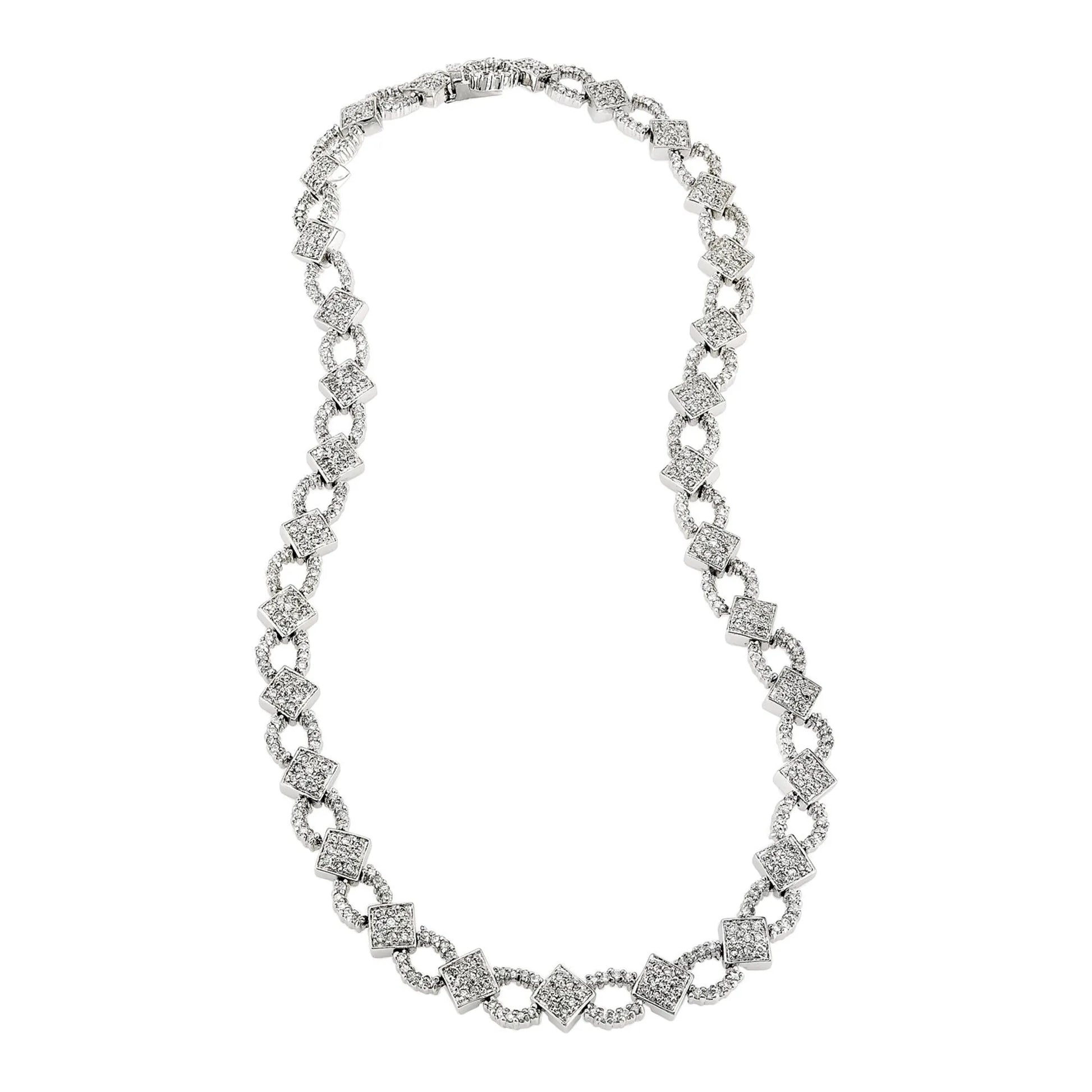 Collette Z Sterling Silver Cubic Zirconia Chain Link Necklace - 16" chain