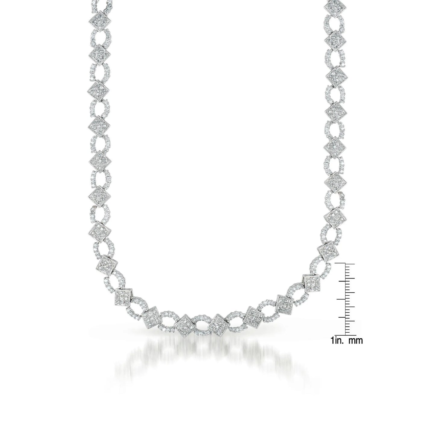 Collette Z Sterling Silver Cubic Zirconia Chain Link Necklace dimensions