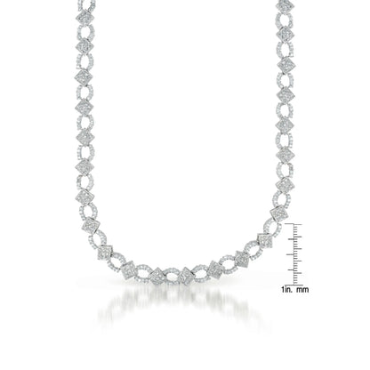 Collette Z Sterling Silver Cubic Zirconia Chain Link Necklace dimensions