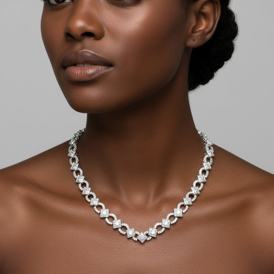 Collette Z Sterling Silver Cubic Zirconia Chain Link Necklace