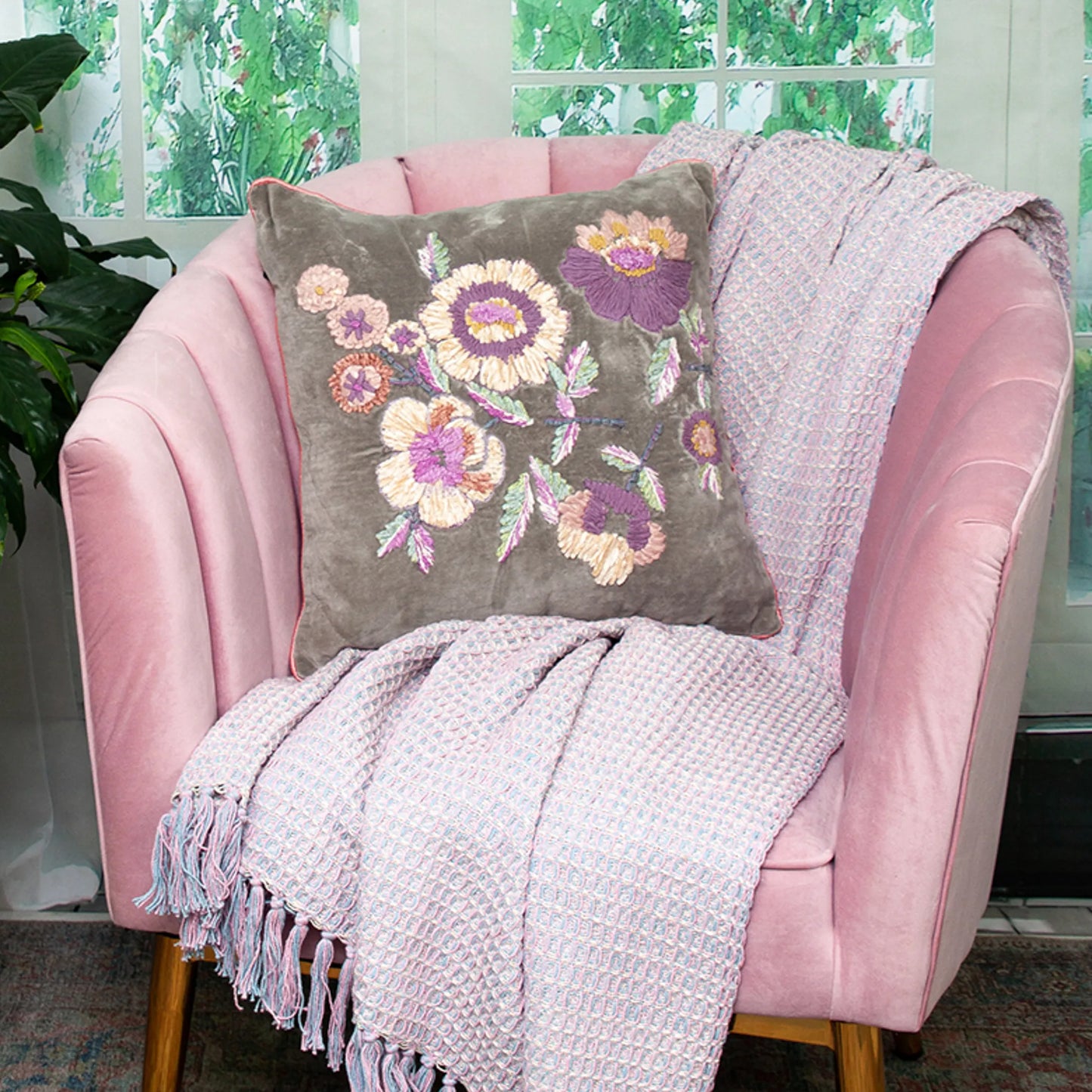 Parkland Collection Penelope Transitional Beige Pillow Cover With Poly Insert