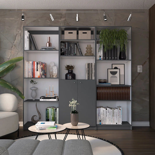 TUHOME Aynor 3 Piece Living Room Set with 3 Bookcases 