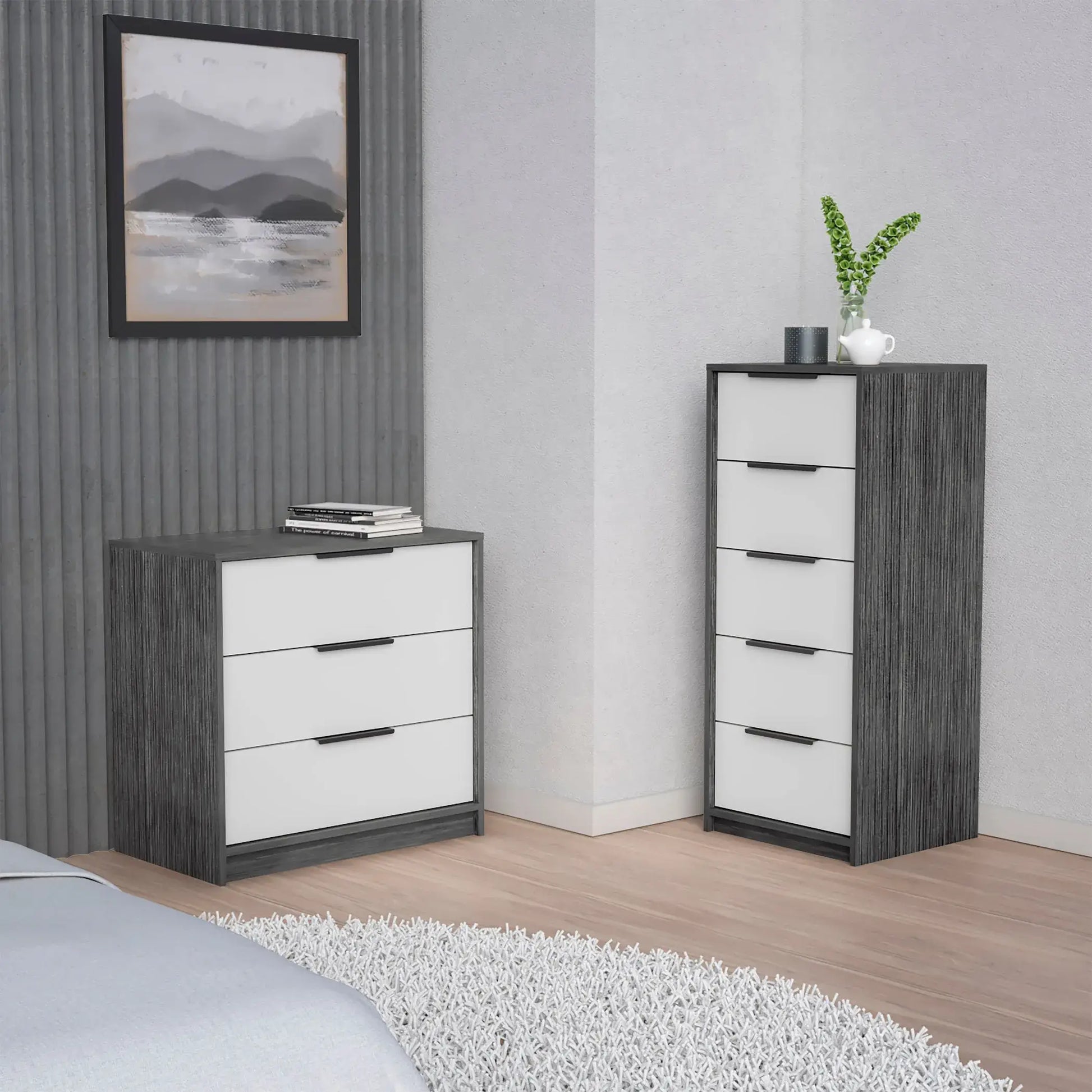 Aniston 2-piece bedroom set, white / smokey oak