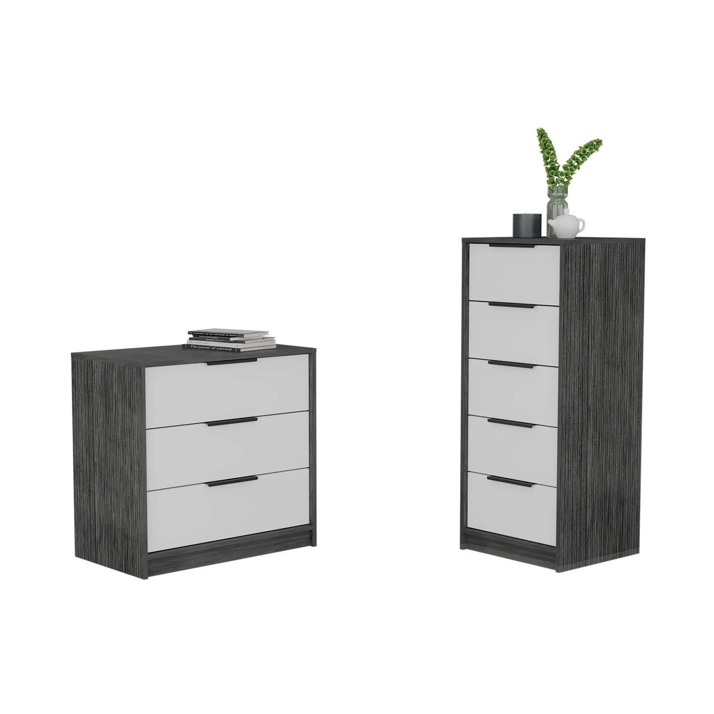 Aniston 2-piece bedroom set, white / smokey oak