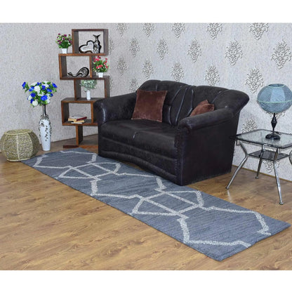 Rugsotic Carpets Hand Knotted Wool 2'6''x10' Runner Area Rug Geometric