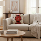 18" Orange and Ivory Cotton Throw Pillow - Nobiliving