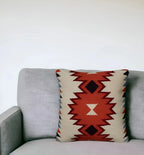 18" Orange and Ivory Cotton Throw Pillow - Nobiliving