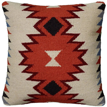 18" Orange and Ivory Cotton Throw Pillow - Nobiliving