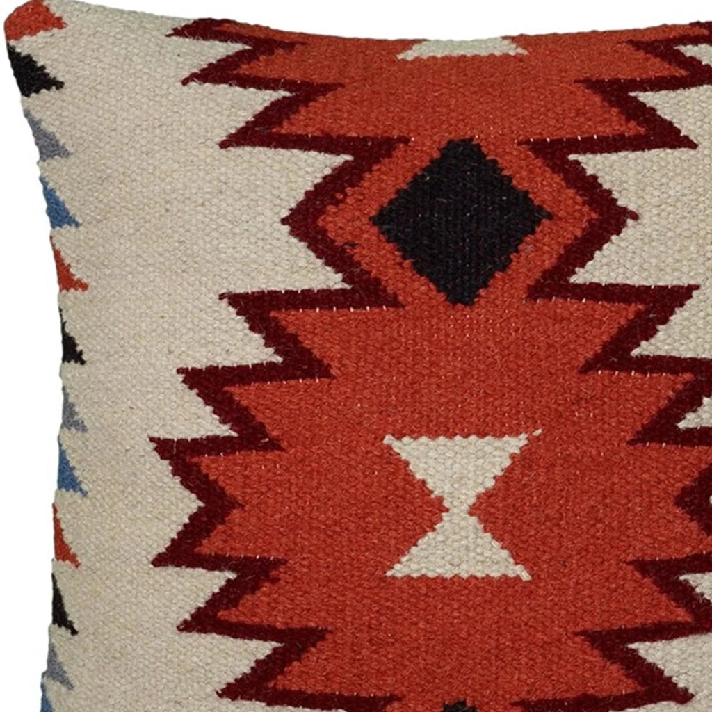 18" Orange and Ivory Cotton Throw Pillow - Nobiliving