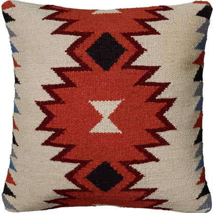18" Orange and Ivory Cotton Throw Pillow - Nobiliving