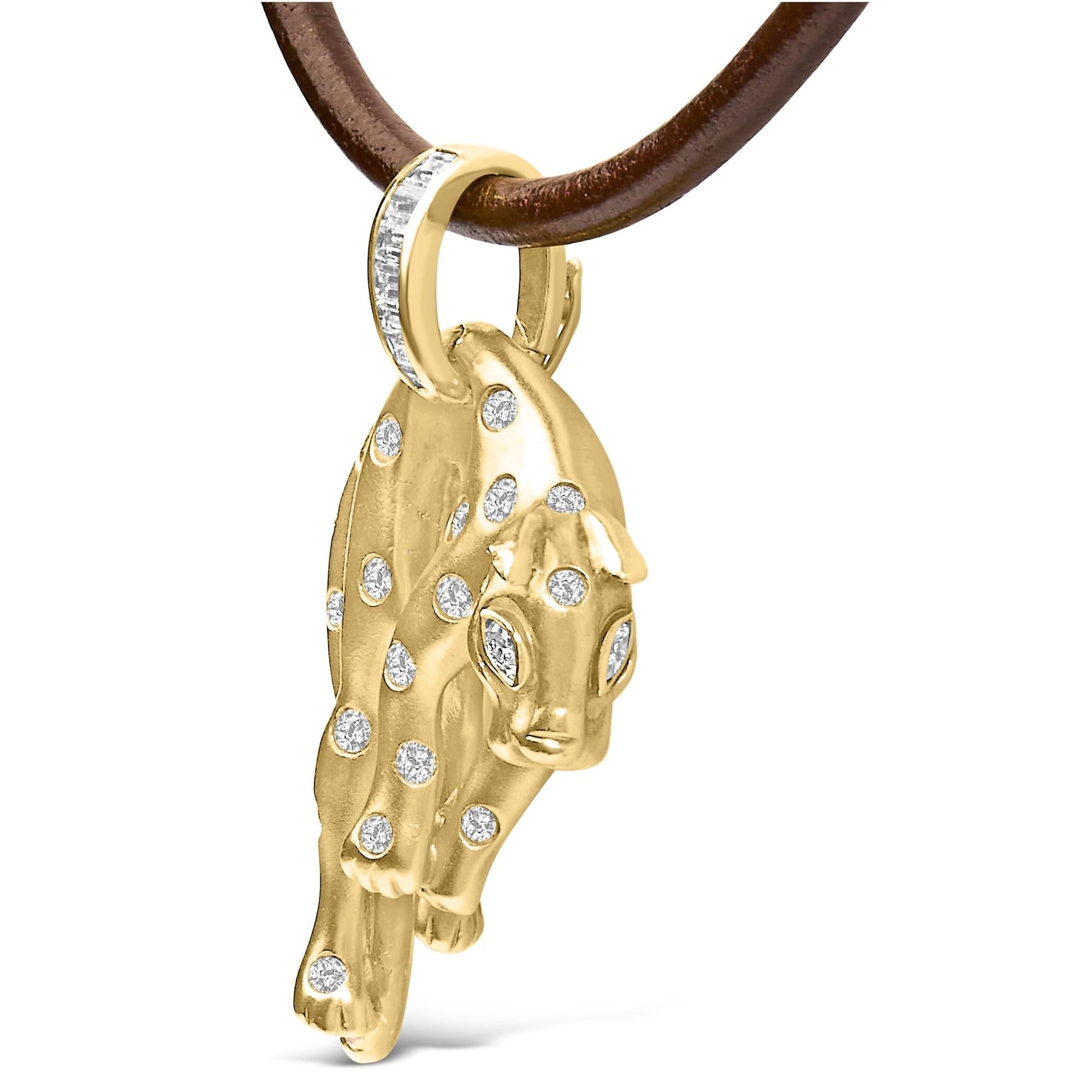 18K 1.00 Cttw Diamond Cat and Bail Pendant Necklace Collar with Matte Finish (F - G Color, VS2 - SI1 Clarity) - Nobiliving
