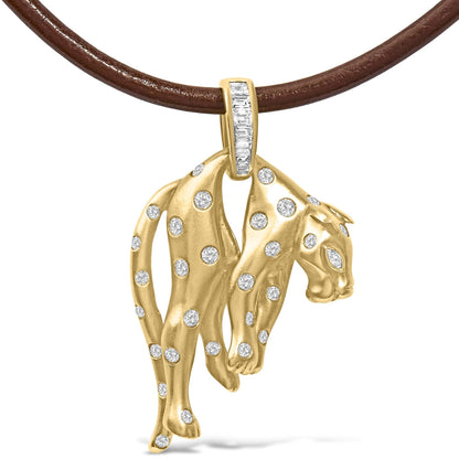 18K 1.00 Cttw Diamond Cat and Bail Pendant Necklace Collar with Matte Finish (F - G Color, VS2 - SI1 Clarity) - Nobiliving