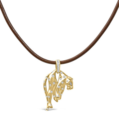 18K 1.00 Cttw Diamond Cat and Bail Pendant Necklace Collar with Matte Finish (F - G Color, VS2 - SI1 Clarity) - Nobiliving