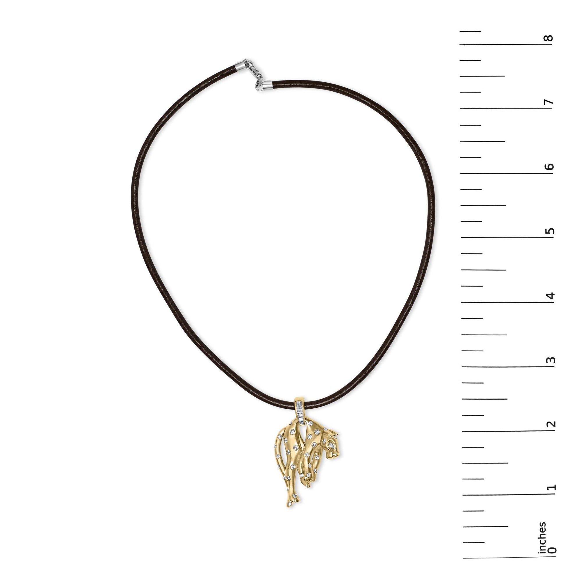 18K 1.00 Cttw Diamond Cat and Bail Pendant Necklace Collar with Matte Finish (F - G Color, VS2 - SI1 Clarity) - Nobiliving
