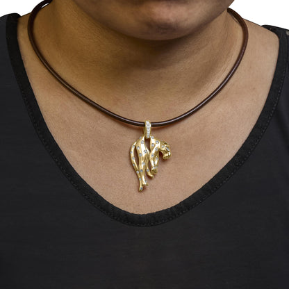 18K 1.00 Cttw Diamond Cat and Bail Pendant Necklace Collar with Matte Finish (F - G Color, VS2 - SI1 Clarity) - Nobiliving