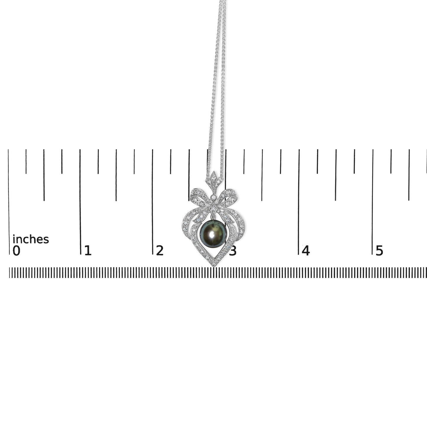 18K 3/4 Cttw Diamond and 12.5 MM Cultured Black Tahitian Pearl Heart Pendant Necklace - Nobiliving