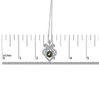 18K .75 cttw Diamond and 12.5 MM Cultured Black Tahitian Pearl Heart Pendant Necklace