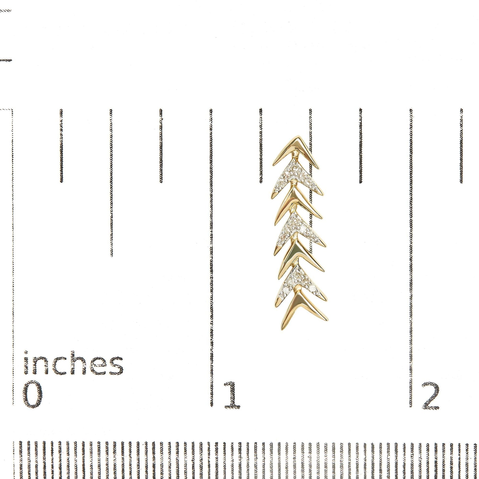 18K Yellow Gold Plated .925 Sterling Silver 1/5 Cttw Diamond Chevron Arrow Stud Earrings - Nobiliving