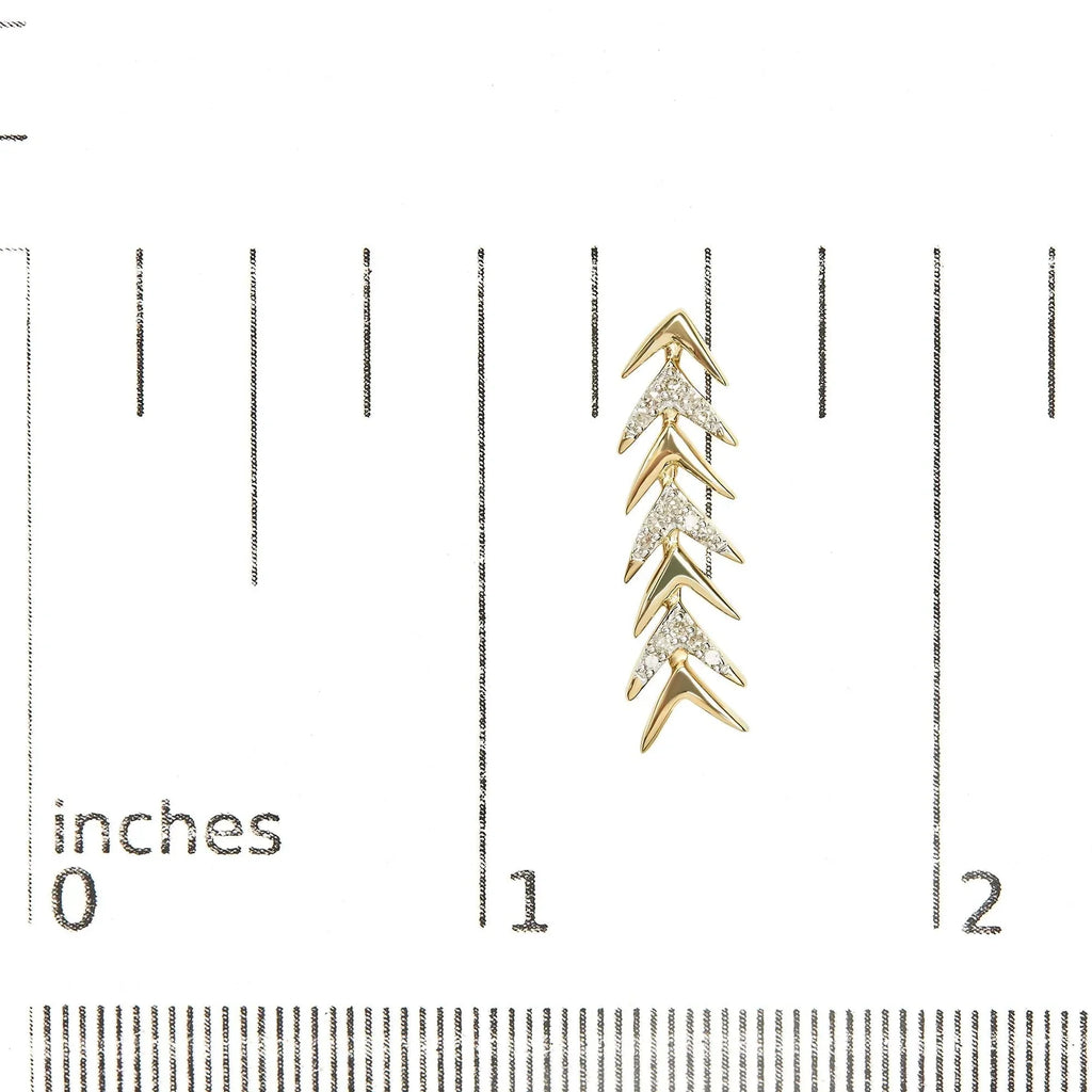 18K Yellow Gold Plated .925 Sterling Silver 1/5 Cttw Diamond Chevron Arrow Stud Earrings