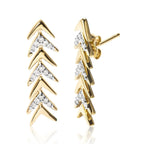 18K Yellow Gold Plated .925 Sterling Silver 1/5 Cttw Diamond Chevron Arrow Stud Earrings