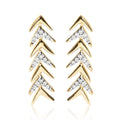 18K Yellow Gold Plated .925 Sterling Silver 1/5 Cttw Diamond Chevron Arrow Stud Earrings