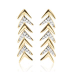 18K Yellow Gold Plated .925 Sterling Silver 1/5 Cttw Diamond Chevron Arrow Stud Earrings