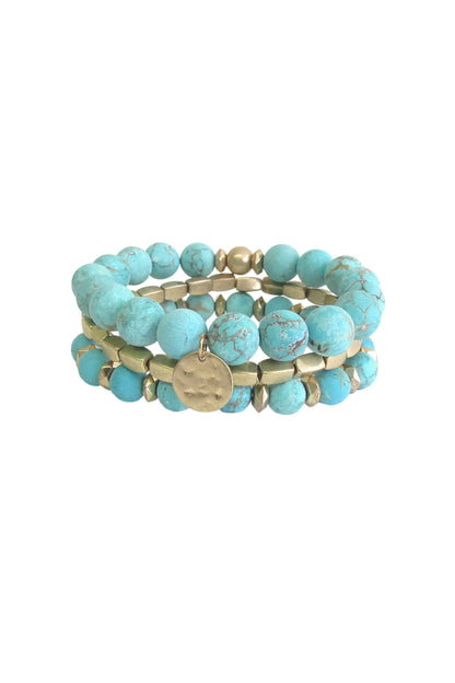 Turquoise and Soapstone Beaded Stretch Bracelet offer a timeless, earthy elegance