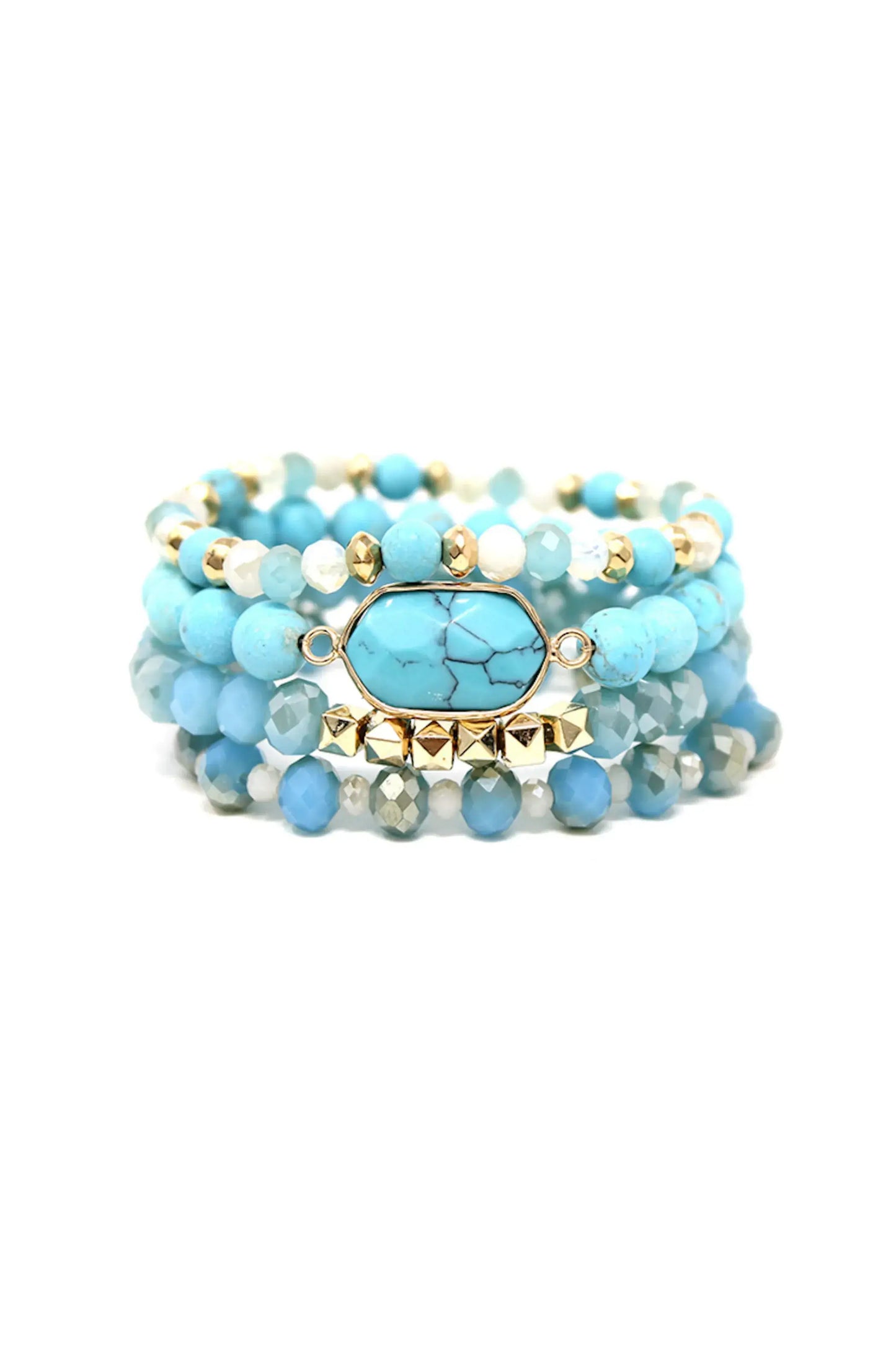 Turquoise and Soapstone Beaded Stretch Bracelet for both casual wear and more elevated outfits