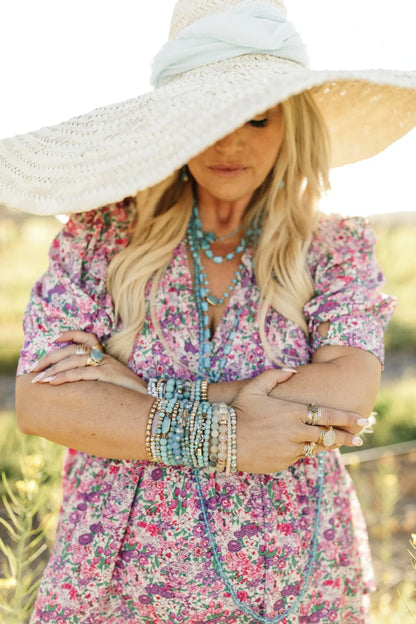 Turquoise and Soapstone Beaded Stretch Bracelet is handmade