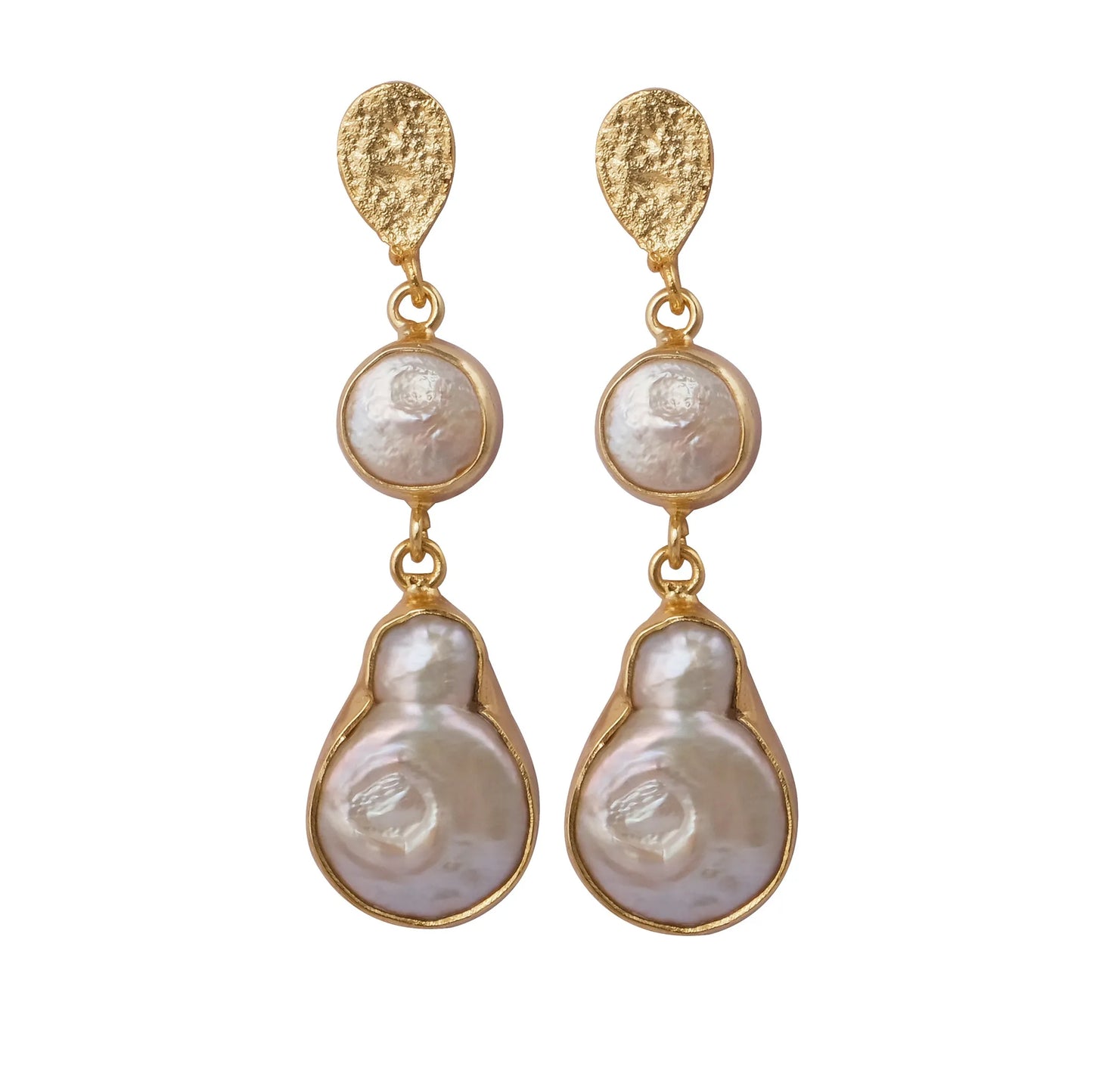 Gold Pearl Accent Drop Earrings enlarged