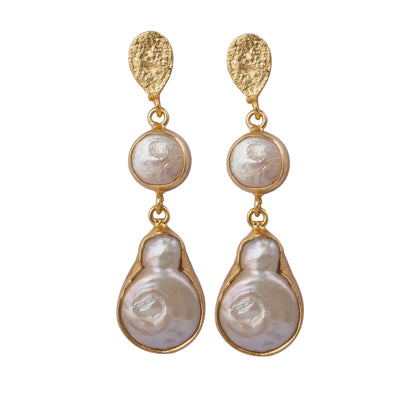 Gold Pearl Accent Drop Earrings enlarged