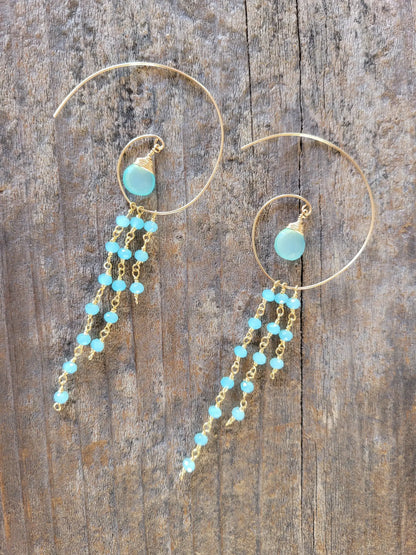 Jessica Hoop Earring in Chalcedony with background