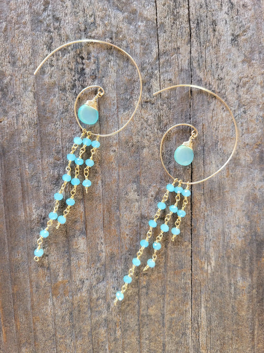 Jessica Hoop Earring in Chalcedony with background