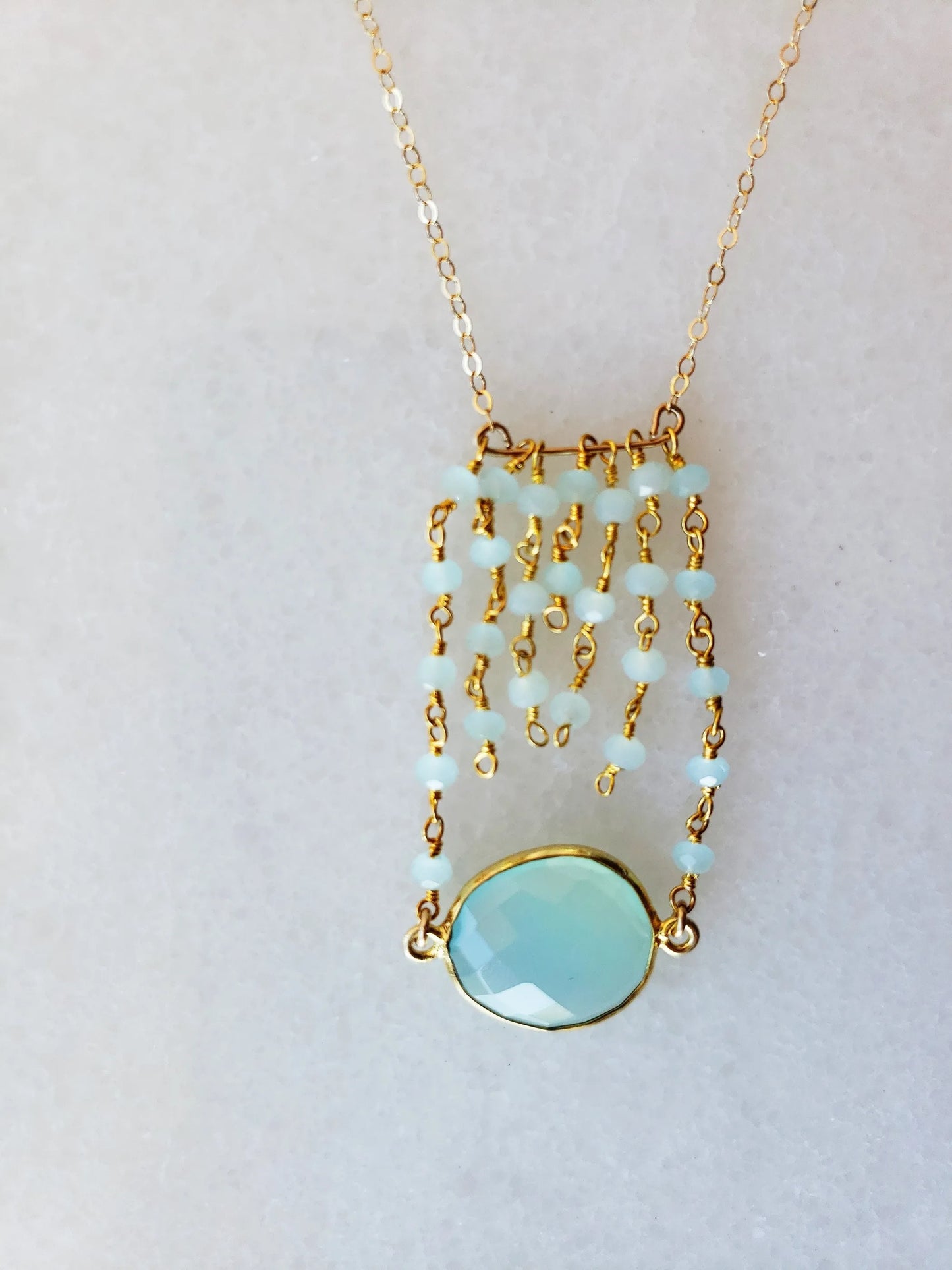 Jessica Gold Necklace in Chalcedony is offered in two different stone options