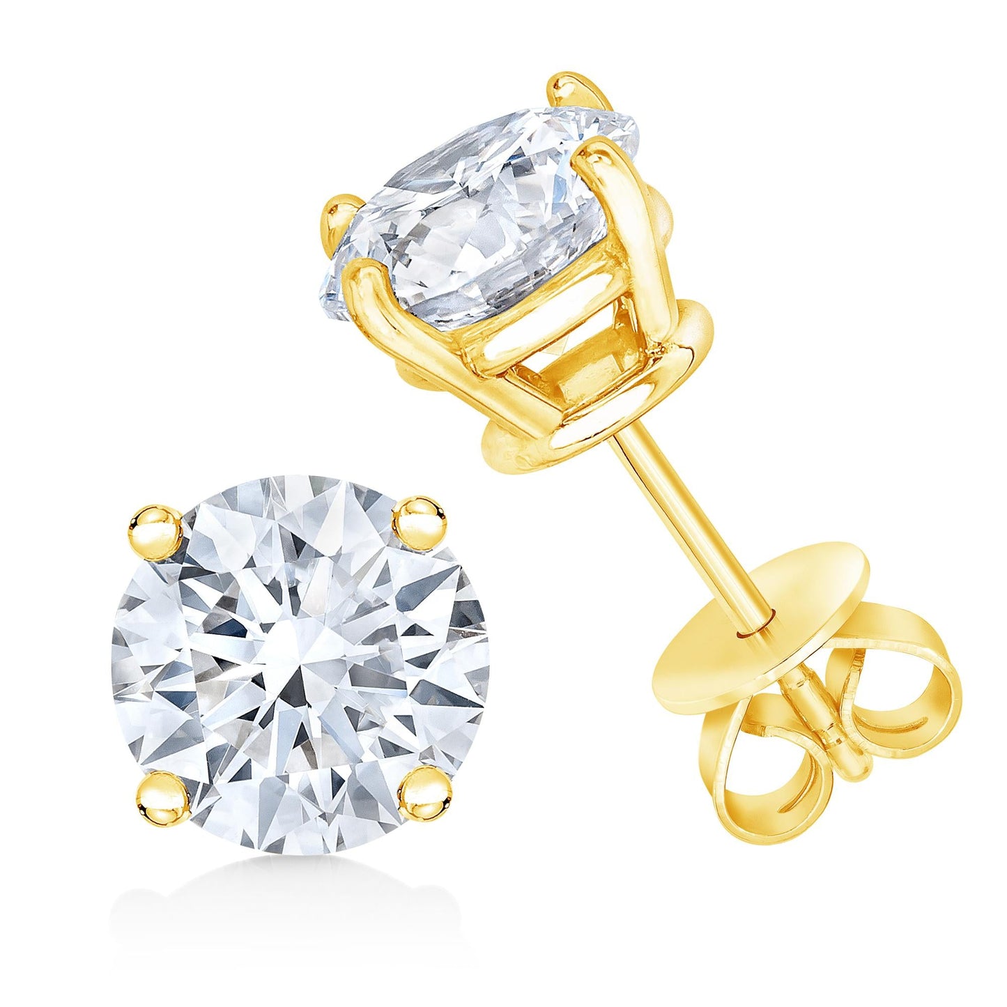 14K Gold 1/2 Cttw Brilliant Cut Lab Grown Diamond Solitaire Earrings