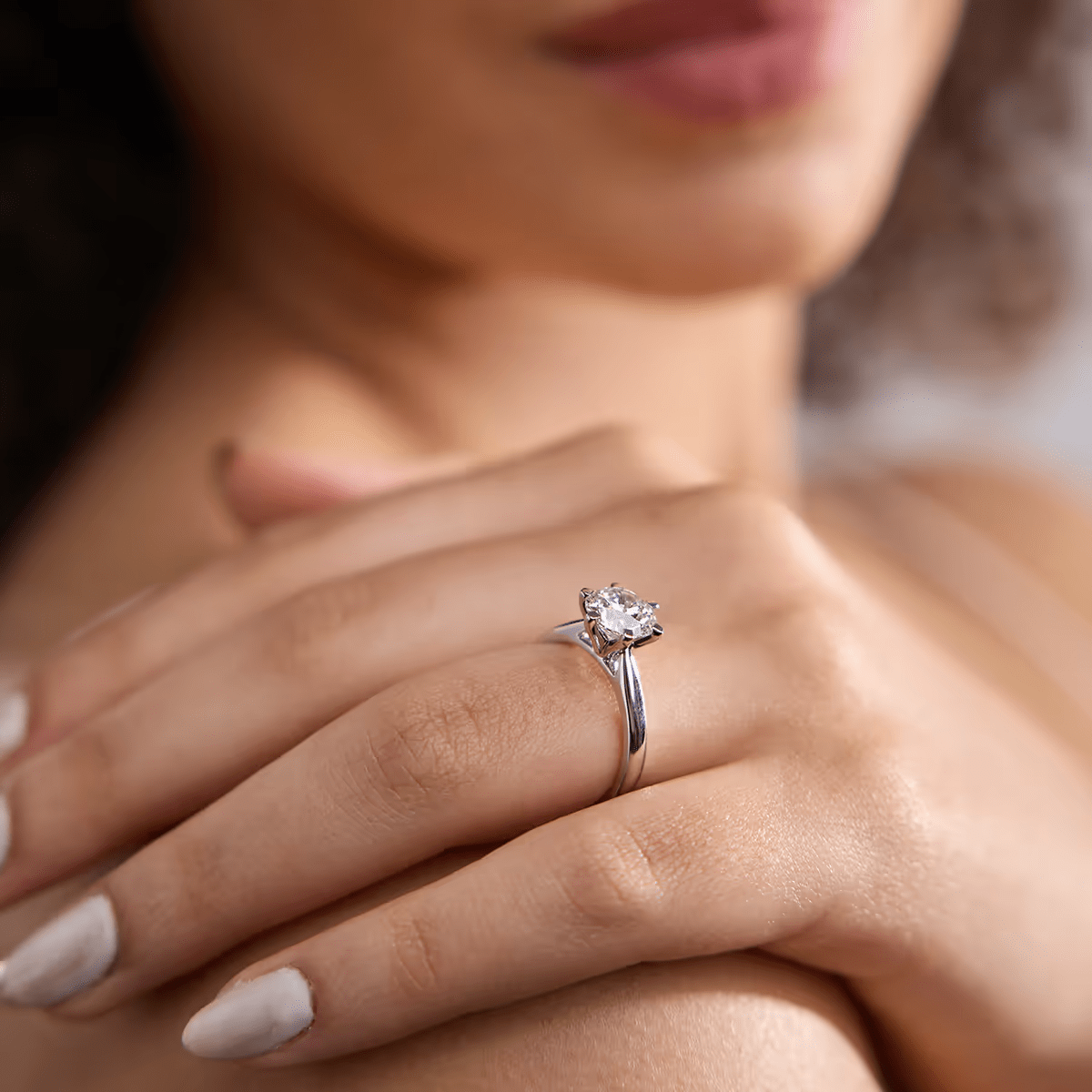 2 CTW Round Lab Grown Diamond Six Prong Solitaire Engagement Ring, AGI Certified, 14K White Gold - nobiliving.com
