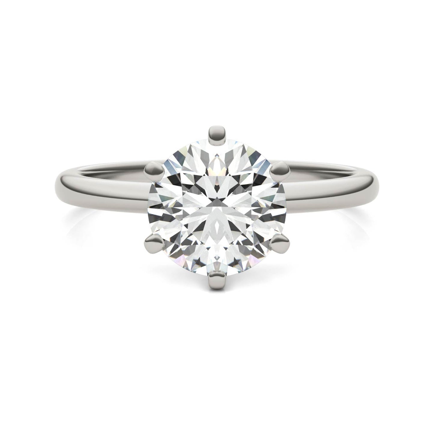 2 CTW Round Lab Grown Diamond Six Prong Solitaire Engagement Ring, AGI Certified, 14K White Gold - nobiliving.com