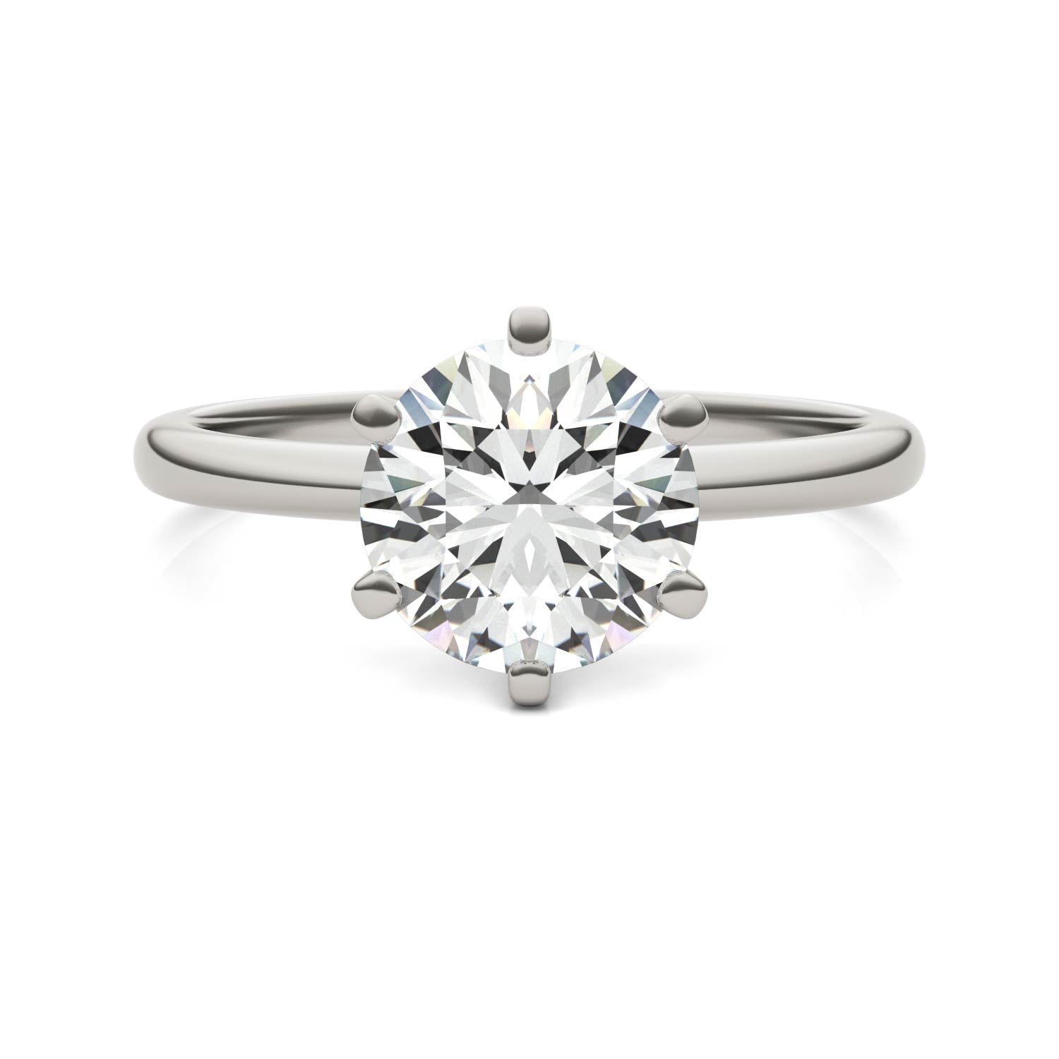 2 CTW Round Lab Grown Diamond Six Prong Solitaire Engagement Ring, AGI Certified, 14K White Gold - nobiliving.com