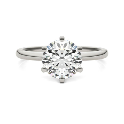 2 CTW Round Lab Grown Diamond Six Prong Solitaire Engagement Ring, AGI Certified, 14K White Gold - nobiliving.com